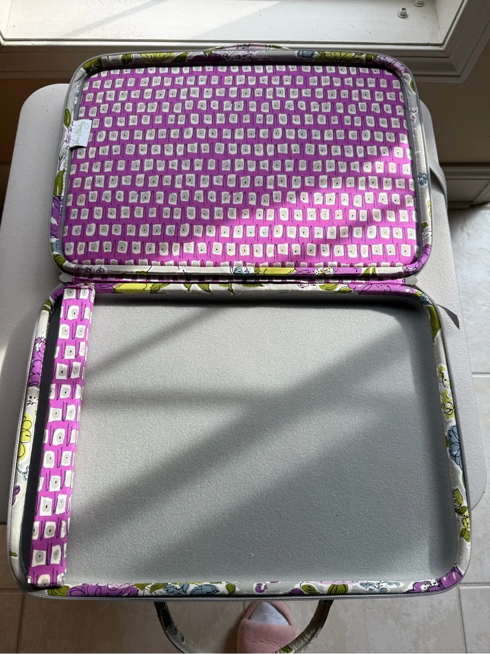 Vera Bradley Quilted Floral Laptop Tote in Purple, Blue, Green, Yellow, Cream